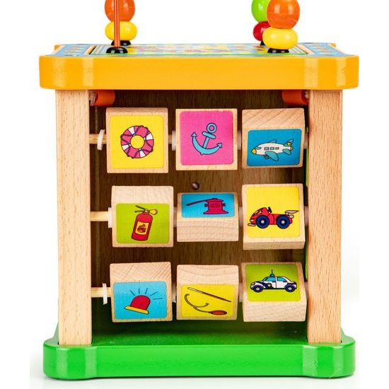 Ecotoys dřevěná edukační kostka s labyrintem Game Cube 5v1