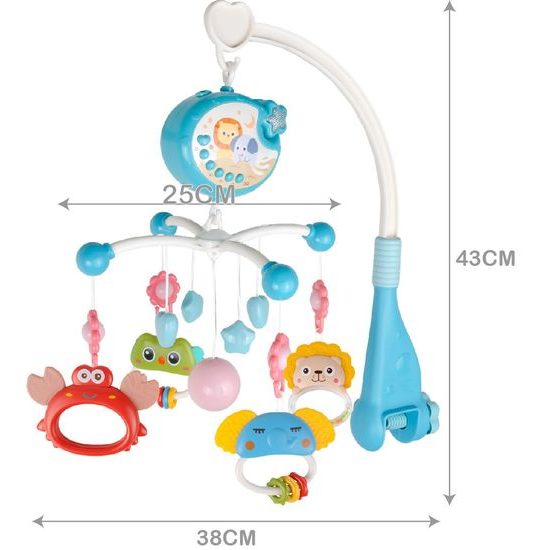 Kolotoč nad postýlku s projektorem a dálkovým ovládáním Music Mobile modrý