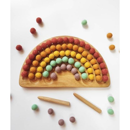 Deska - "duha" - 5 žlábků s barevnými kuličkami