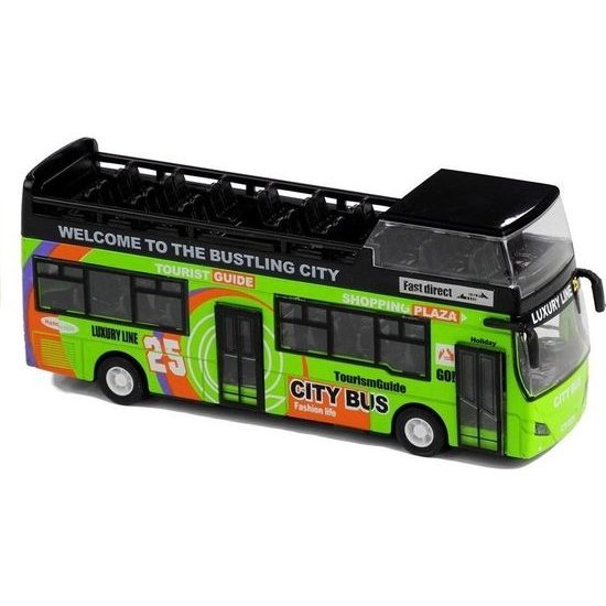 Dvoupatrový autobus se světlem a zvukem zelený