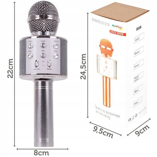 Bezdrátový karaoke mikrofon Hifi Speaker stříbrný