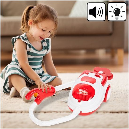 Dětský vysavač na baterie se světlem My Home červený