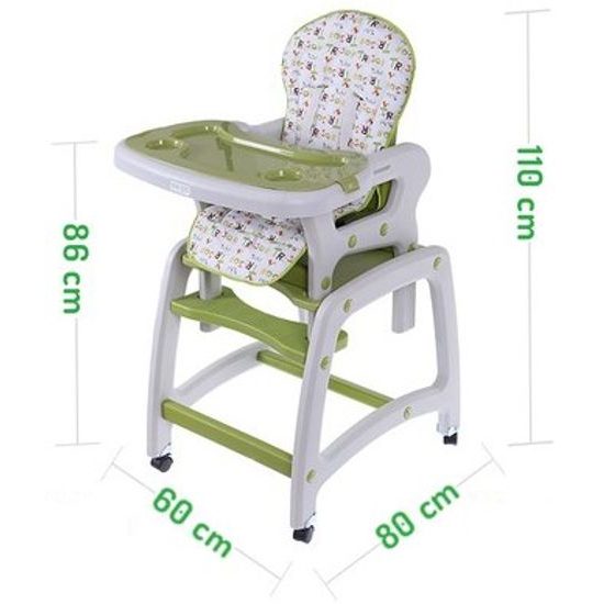 Ecotoys jídelní židlička s houpačkou 3v1 zelená