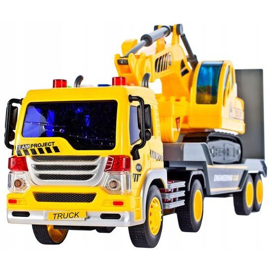 Nákladní auto s bagrem, světly a zvukem pro děti City Builder 1:16