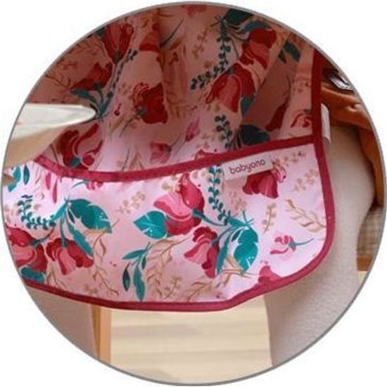 Dětský bryndák s dlouhým rukávem - fialové květy