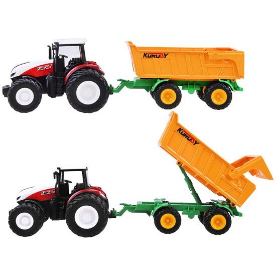 Traktor na dálkové ovládání se žlutou vlečkou Farm Machine 1:24