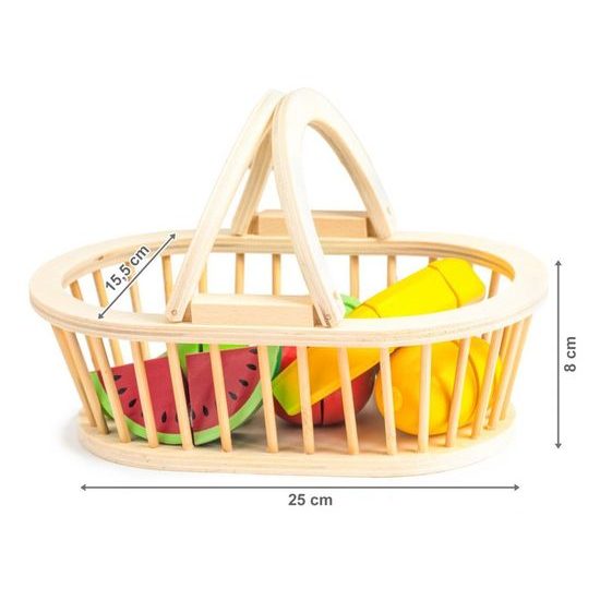 Ecotoys sada dřevěné ovoce v košíku