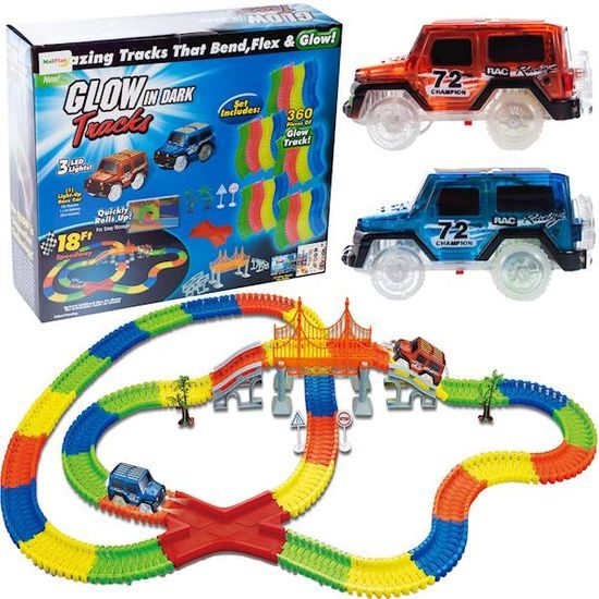 Svítící autodráha se 2 autíčky na baterie 360 dílků Glow Track