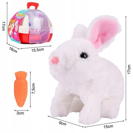 Interaktivní plyšový králíček v přepravce Plush Pet - bílý