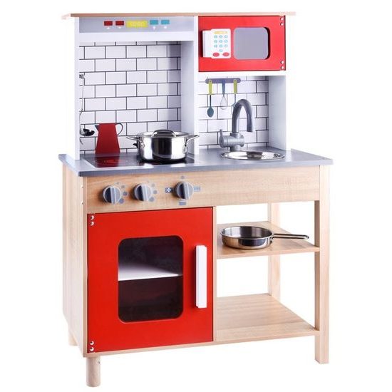 Dětská dřevěná kuchyňka s příslušenstvím Red Kitchen