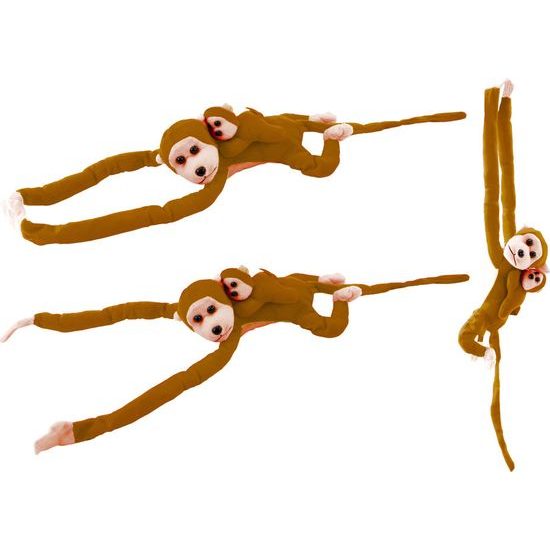 Plyšová opice s miminkem tmavě hnědá 70 cm