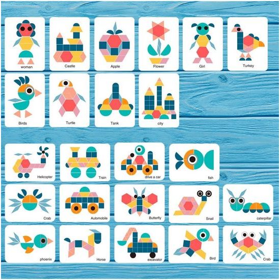 Dřevěné puzzle pro děti Tangram Shape 180 dílků