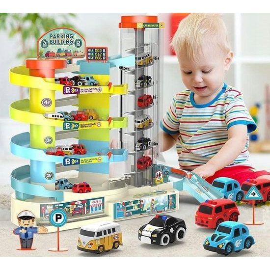 Doris parkovací garáž s výtahem na baterie a 6 autíčky Building Garage