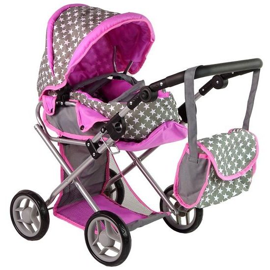 Alice kočárek pro panenky 9346 kombinovaný šedo-růžový
