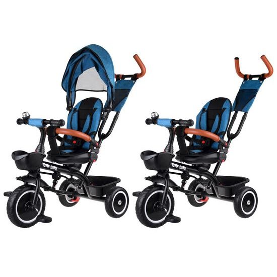 Dětská tříkolka Tiny Bike s otočným sedadlem 3v1 zeleno-modrá
