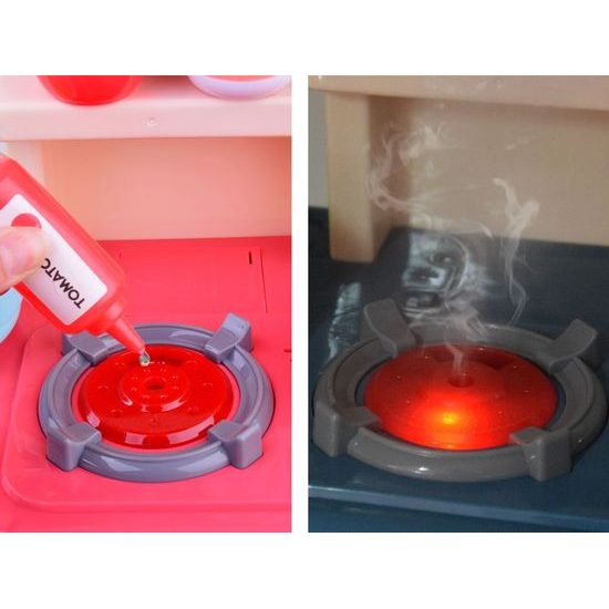 Dětská mini kuchyňka se zvuky a párou Little Chef- modrá