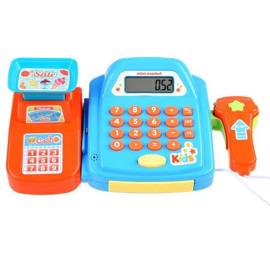 Dětská elektronická pokladna s kalkulačkou Deluxe Shopping modrá