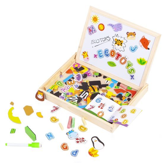 Ecotoys dřevěná magnetická tabulka Puzzle
