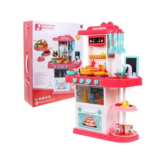 Majlo Toys dětská kuchyňka se zvuky a párou- růžová