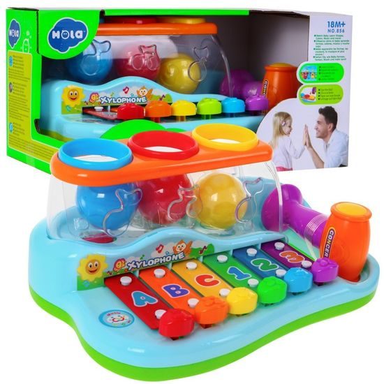 Huile Toys hrající cimbálky pro nejmenší s kladívkem a míčky Xylofon