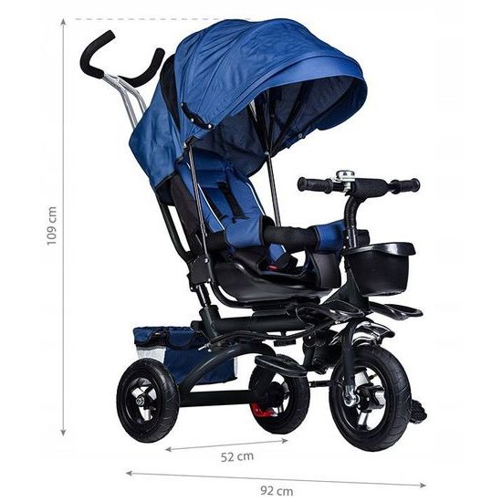 Ecotoys dětská tříkolka s otočným sedadlem Rotage modrá - nafukovací kola