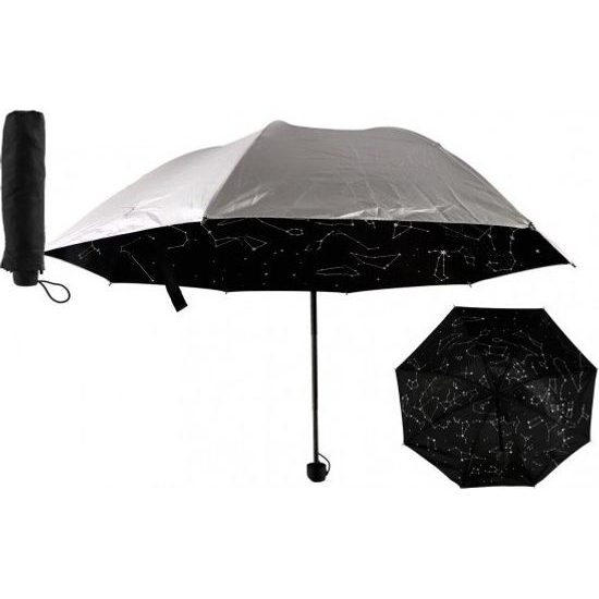 Skládací Deštník hvězdná obloha - pro dospělé stříbrný