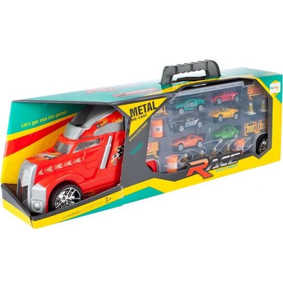 Nákladní auto se 6 autíčky, skluzavkou a podložkou Race Truck
