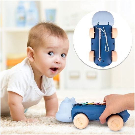 Dětské cimbálky 2v1 s kolečky Hrošík