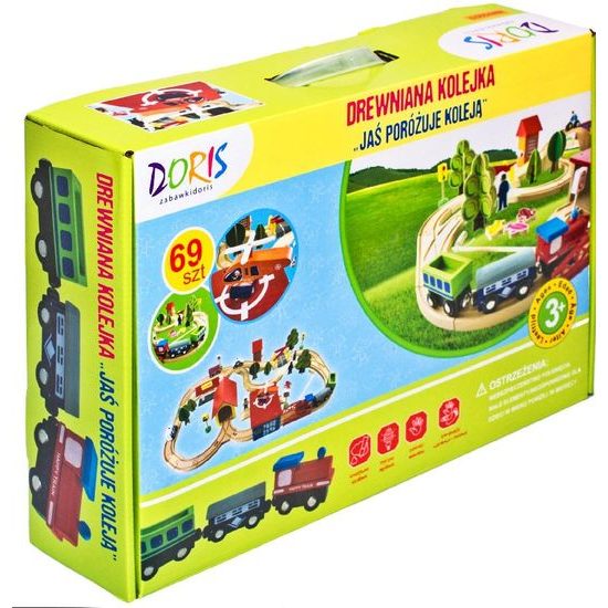 Doris dřevěná vláčkodráha 69 dílků