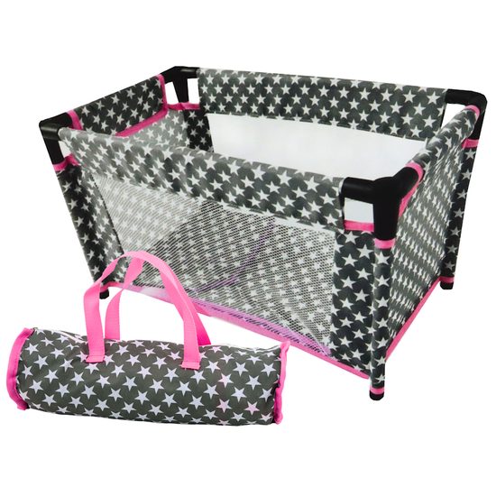 Alice postýlka pro panenku 7701 šedo-růžová