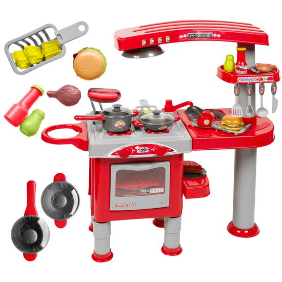 Velká dětská kuchyňka s digestoří a příslušenstvím Red Kitchen
