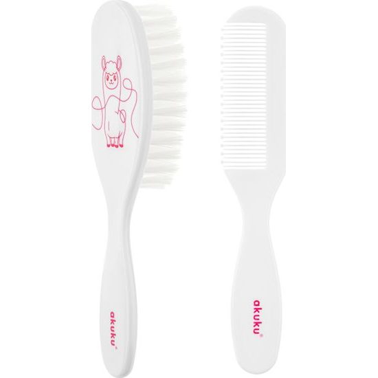 Hřeben a kartáč na vlasy Lama bílý