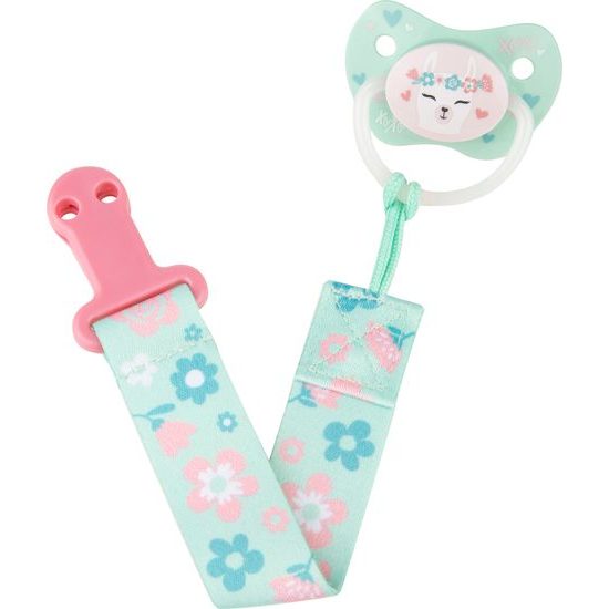 Canpol Babies Řetízek na dudlík Canpol Babies - růžová/tyrkys - květinky