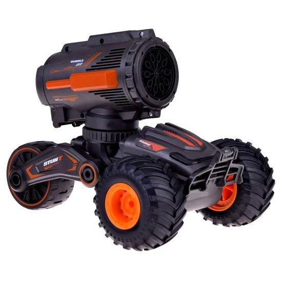 Kaskadérské autíčko na dálkové ovládání s bublifukem Stunt Car - černooranžové