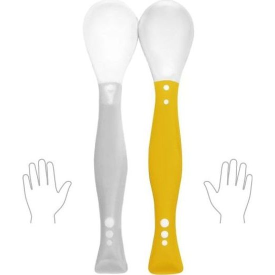 BabyOno Flexibilní lžičky, 2 ks, žlutá/šedá