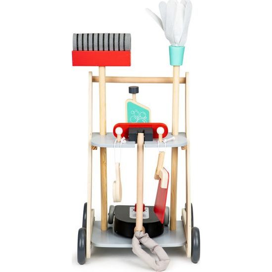 Ecotoys dřevěný úklidový vozík s vysavačem