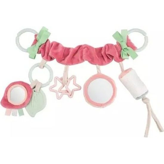Canpol Babies Závěsná plyšová hračka s rolničkou a zrcátkem Pastel Friends - růžová