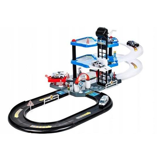 Parkovací garáž se 4 autíčky, helikoptérou a výtahem City Police