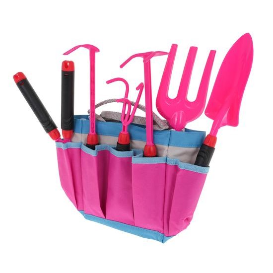 Sestava pro děti Malý zahradník s taškou a rukavicemi - růžová