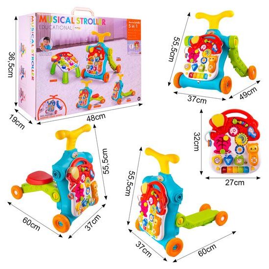 Interaktivní chodítko 5v1 s hracím stolečkem Music Stroller