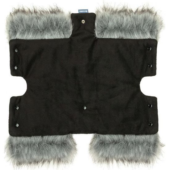 Rukávník na kočárek s kožešinou černý