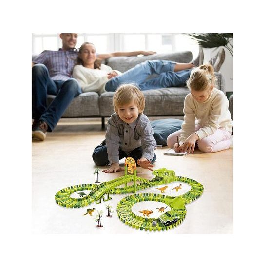 Autodráha s autíčkem na baterie a dinosaury 168 dílků Dino Track