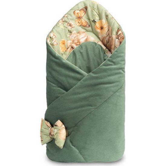 Dětská oboustranná zavinovačka zelená s květy 75x75 cm