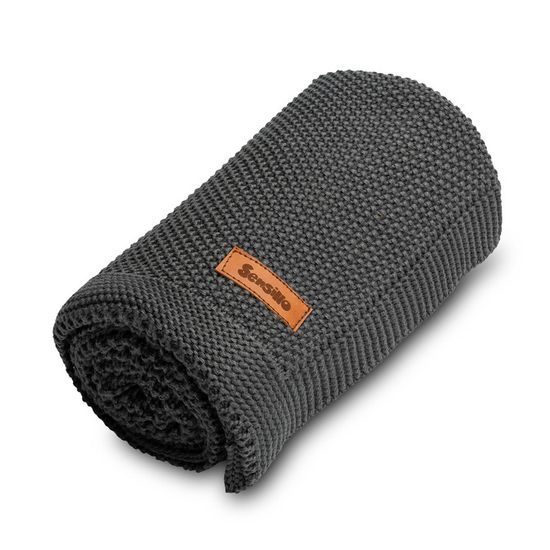 Sensillo dětská deka do kočárku pletená 100% bavlna grafitová