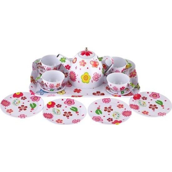 Čajová sada nádobí 14ks - mix 4 barvy