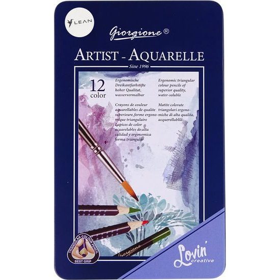 Sada 12 akvarelových pastelek v kovové nádobě