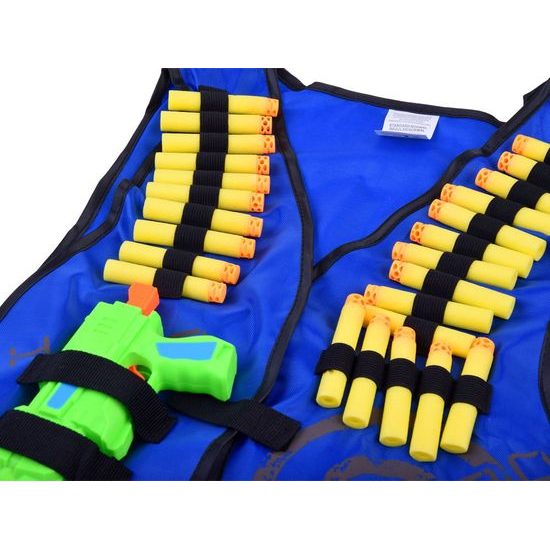 Nerf bojová vesta s pistolí a náboji - modrá