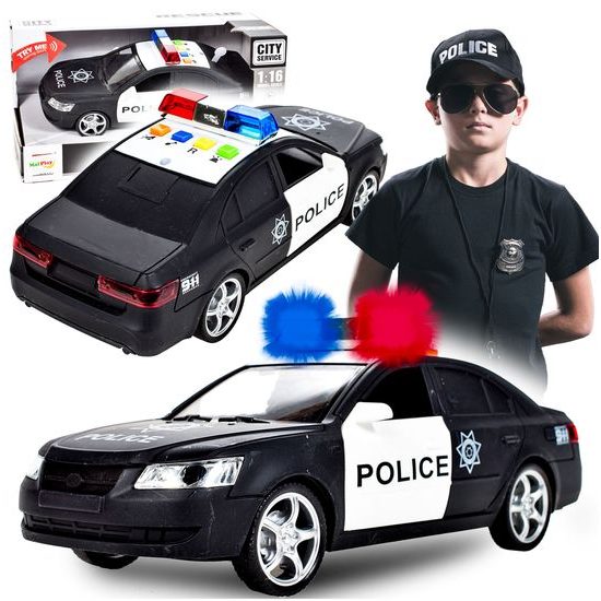 Policejní auto se světly a zvuky City Rescue 1:16 černé