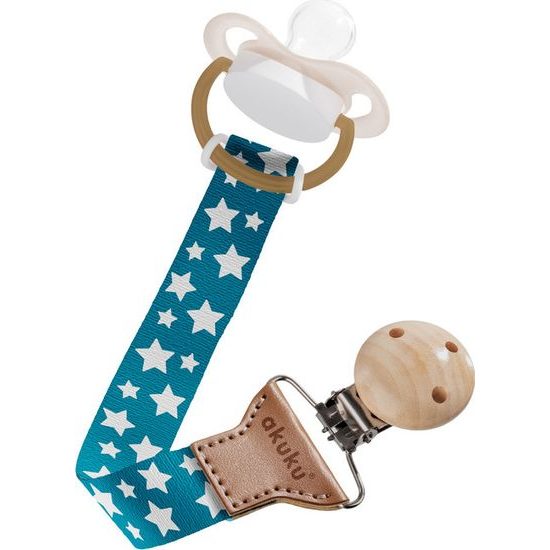 Stuha s klipem na dudlík, stříbrné hvězdy