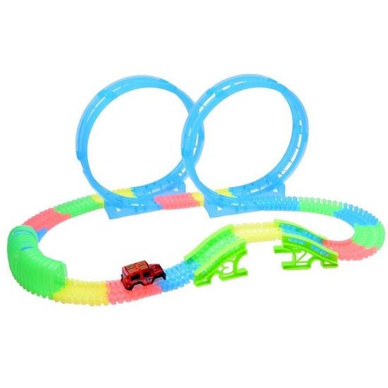 Svítící autodráha s autíčkem na baterie 169 dílků Magic Tracks